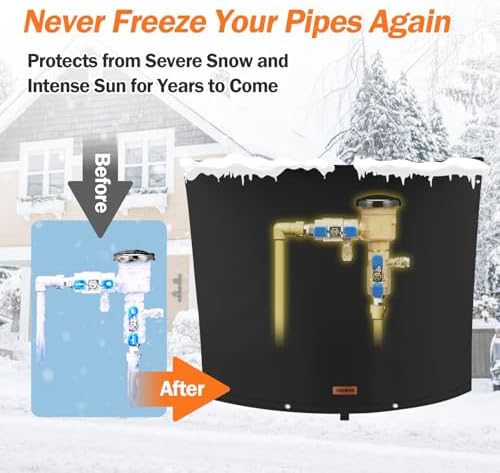 TOHONFOO Backflow Preventer Cover, Pipe Freeze Insulation, 30"Wx24"H, Black - Image 3