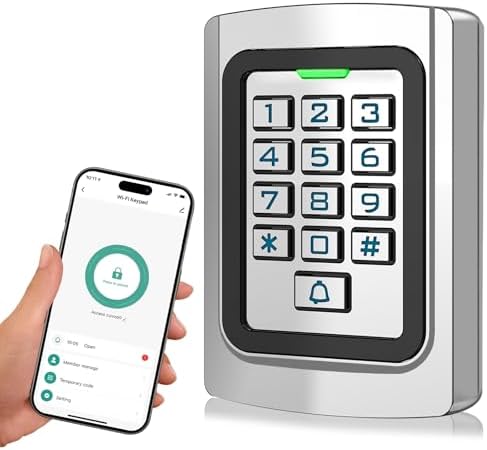 WiFi Access Control Keypad, 12V DC Stand-Alone Wireless Tuya Door Keypad by AMOCAM