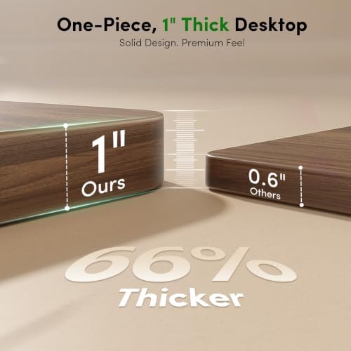 FEZIBO Triple Motors 25mm Tabletop L Shaped Standing Desk, 63" X 55" Electric Standing Gaming Desk Adjustable Height, Corner Stand up Desk with Splice Board, Black Frame/Black Walnut Top - Image 4