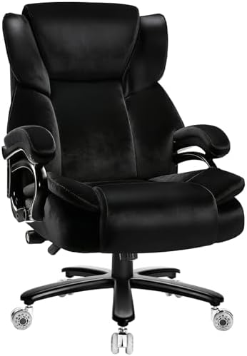 Indulgear 500lbs Fabric Big and Tall Office Chair,500lbs Heavy Duty Office Chair for Heavy People, High Back Executive Computer Chair with Adjustable Lumbar Support, Dual Rubber Wheel by Indulgear
