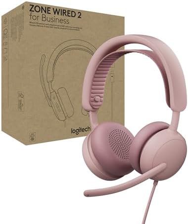 Logitech Zone Wired 2 for Business Headset - Teams - Rose by Unknown