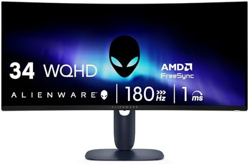 Alienware 34 Curved Gaming Monitor – AW3425DWM - 34-inch WQHD 180Hz 1ms Display, 1500R, AMD FreeSync Premium, VESA AdaptiveSync. by Alienware