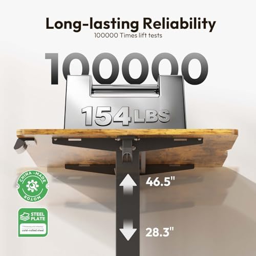 Electric Standing Desk with Lockable Wheels,Adjustable Height Sit Stand Desk for Home Office,Ergonomic Computer Desk Workstation (Brown, 32 * 24) - Image 5
