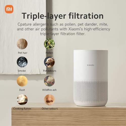 Xiaomi Mi Air Purifier 4 Compact, True HEPA H13 3-Stage Filter System Removes 99.97% of Pollutants as small as 0.3 microns, Smart Home Integration, Whisper Quiet, Just 0.9KW/day, OLED Touch Display - Image 3