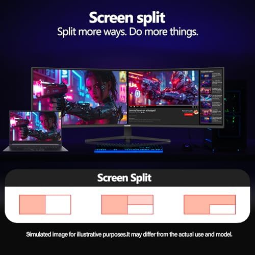 Gawfolk 49 Inch Curved Gaming Monitor,1500R PC Screen 120hz DQHD 5120x1440, Computer Screen for Home Office Business, DP, HDMI, Support Wall Mount 100x100mm - Image 4