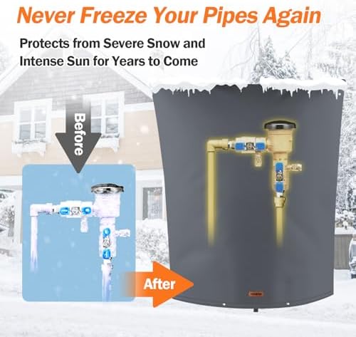 TOHONFOO Backflow Preventer Cover, Pipe Freeze Insulation, 28" Wx36 H, Grey - Image 3