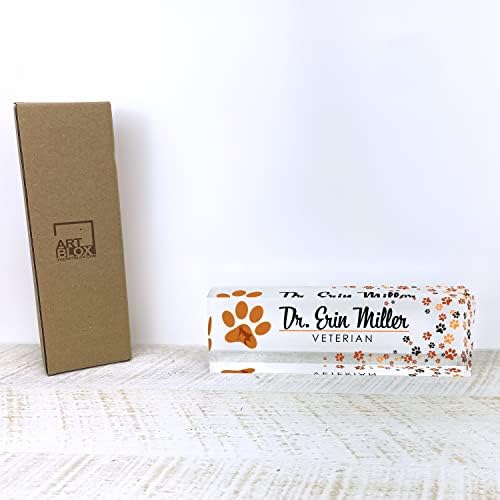 Artblox Office Desk Name Plate Personalized | Custom Name Plates for Desks | Vet Dog Design On Clear Acrylic Glass | Cute Office Desk Accessories Customized Gifts - (8" x 2.5") - Image 6