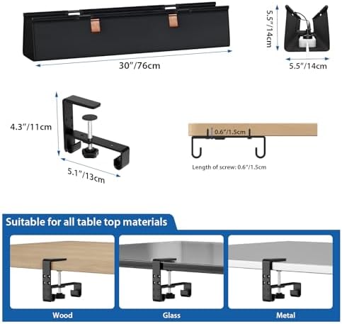 Zilink Under Desk Management Tray Desk Cable Organizer 30 inch, Black - Image 5
