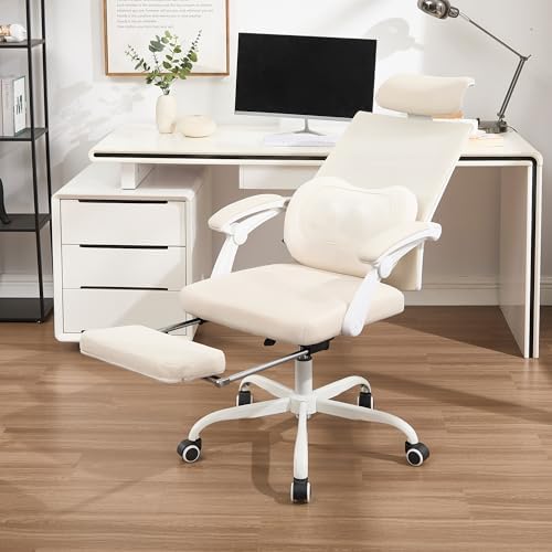 Qulomvs Ergonomic Office Chair with Massage&Heated Lumbar Support, Kneading Massage Office Chair with Foot Rest, Reclining Home Office Desk Chair Adjustable Mesh Computer Desk Chair with Wheels - Image 7