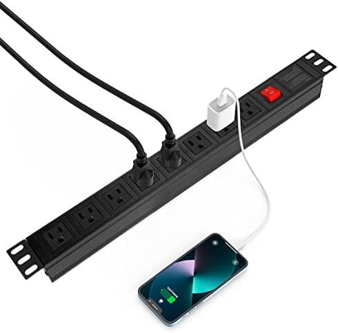 BTU 2PCS Power Strip Surge Protector Rack-Mount PDU, 8 Right Angle Outlets Wide-Spaced, Mountable Power Strip Heavy Duty for Server Racks, Commercial, 300J (Black 6FT) - Image 6