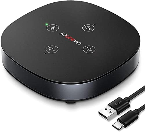 USB Speakerphone Microphone, Conference Speaker Omnidirectional Computer Mic, with 360º Voice Pickup, Touch-Sensor Buttons for Mute/unmute, Streaming, Call Speaker Skype, Webinar, Interview -(JV803) by JOUNIVO