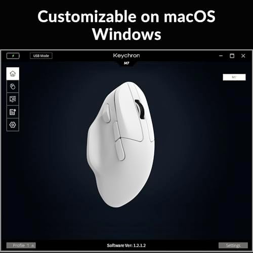 Keychron M7 Wireless Mouse, 26K DPI, 2.4 GHz/Bluetooth/Wired, 63g, White - Image 2
