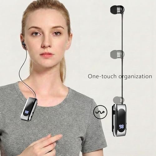 Wireless Headset Wireless Headphones Handsfree Call Wireless Earpiece Noise Cancellation Earbud Earphones Mic Compatible with Cell Phones Car Driver Trucker Business Office (Silver) - Image 4