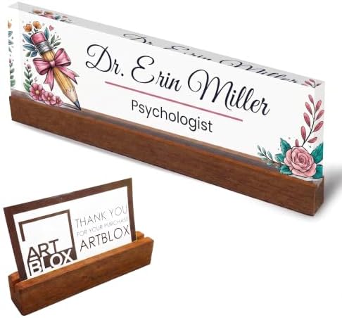 Personalized Acrylic Name Plate with Pencil Flower Design by Artblox