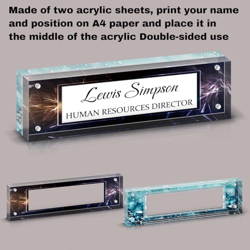 Desk Name Plate Personalized, Desk Double sided pattern Name Plate Personalized Office Desk Decor for Women and Men , Teacher Nurse Boss Employee Appreciation Gifts (Two colors-2, fixed pattern) - Image 3