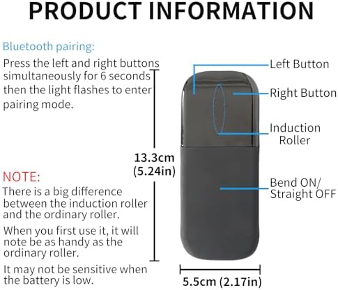 Bluetooth Arc Touch Mouse, Ultra-Thin Portable Folding Travel Mouse whitout USB Dongle, Quiet Click, Powered by AAA Batteries, Foldable Wireless Mice for Laptop PC Chromebook Tablet Mac iPad - Black - Image 6