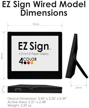 Santek EZ Sign | 4.2" 4-Color Wired E-Paper Display (USB Cable + Windows App) with Kickstand – Rewritable & Customizable Standing Sign for Office, Retail, Reception, Airbnb, QR Code & WiFi Display (Black) - Image 6