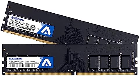 DDR4 RAM 32GB (2x16GB) 3200MHz PC4-25600 CL18 1.35V 288-pin Desktop PC Memory Module Compatible with Intel XMP and AMD Ryzen Acclamator by Acclamator