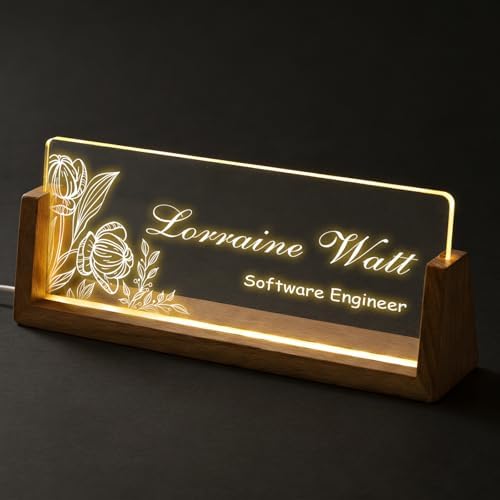 Custom Desk Name Plate,Light Up Acrylic Office Sign, Personalized Gift for Boss Coworker Teacher, Employee Appreciation Award, Home Office Decor - Image 2