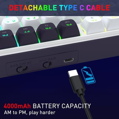 Redragon K744 PRO 99 Keys Wireless Gasket RGB Gaming Keyboard, 3-Mode Mechanical Keyboard w/Hot-Swap Socket, Round PBT Keycaps & 5-Layer Noise Dampening, Custom Linear Switch - Image 5