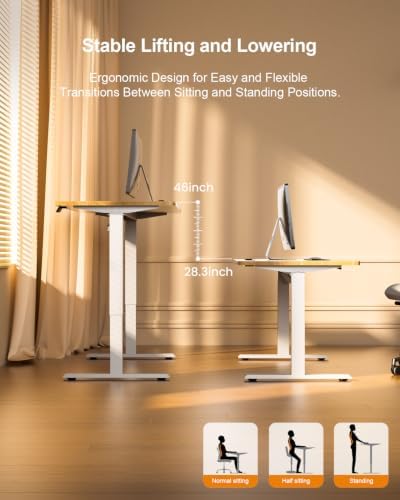 HLDIRECT 40" Electric Standing Desk with Power Outlets, Maple - Image 4