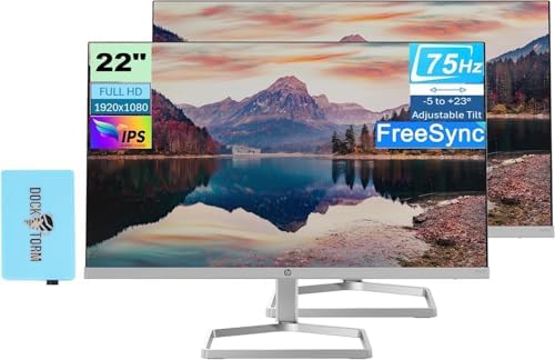 HP 22 1080P FreeSync Monitor, 22 inch IPS Anti-Glare Display 2 Pack by Unknown