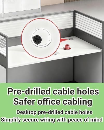 Nykto 6-Person Office Cubicle Desk Workstation w/Mute Privacy Panels, White - Image 7