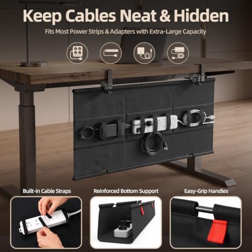 48 Inch Under Desk Cable Management Tray No Drill Desk Cord Management Organization, Large-Capacity Cable Organizer for Home and Office Work Accessories - Image 2