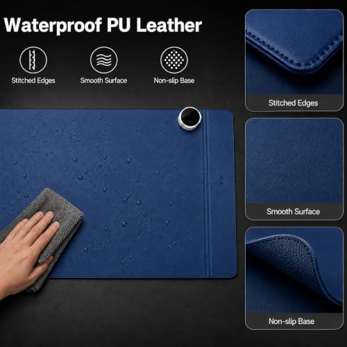 Heated Desk Pad Mouse Mat - Keyword Hand Warmer for Office Desktop, Blue - Image 5