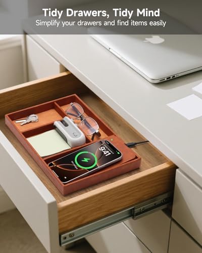 Valet Tray, Built in Wireless Charging Pad, Nightstand Organizer - Image 4