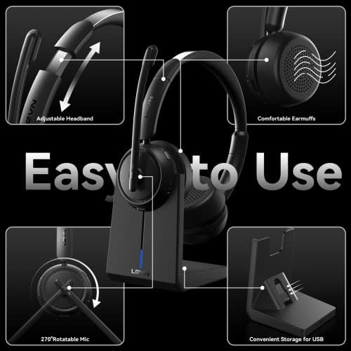 Wireless Headset with Mic for Work, Bluetooth Headset with Microphone (Noise Cancelling & Mute Button), Wireless Headphones with Mic for Work from Home/Office/PC/Call Center/Computer/Laptop/Teams/Zoom - Image 6