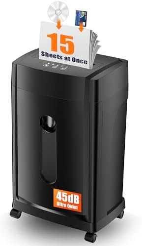 KRT Paper Shredder for Office Home, 18-Sheet Micro Cut Paper Shredder Auto Feed Cross Cut with 8 Gallons Bin, P-4 High Security Level, Shreds CDs/DVDs, Black by KRTKRT