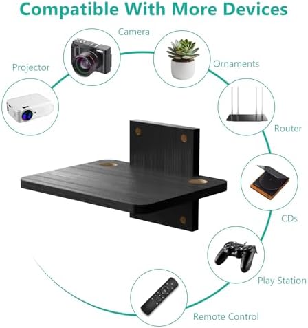 WALI Floating TV Shelf, 1 Tier Projector Shelf for DVD Players, Routers, Game Consoles, Cable Boxes, Living Room Decor Accessories, Wall Mount Shelves Holds Up to 22lbs (CS201NB), 1-Shelf, Black - Image 6