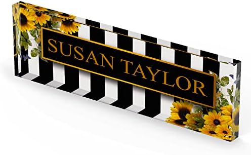 ARTBLOX Personalized Acrylic Desk Name Plate, Sunflower, Card Holder - Image 5