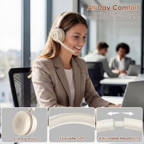 Wireless Headset with Mic for Work, Bluetooth Headset with Noise Cancelling - Image 6