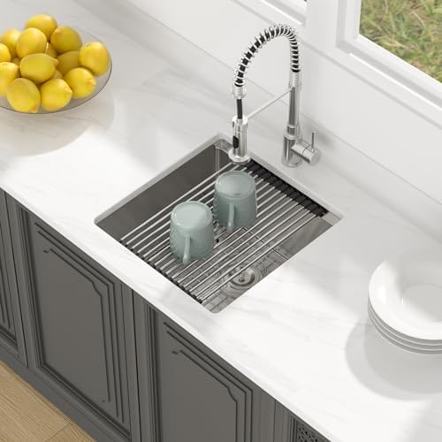 LORDEAR 18 inch Undermount Bar Sink Workstation - 18x19x10 Inch Bar Prep Sink 16 Gauge Stainless Steel Single Bowl Handmade RV Outdoor BBQ Camper Sink with Full Cutting Board - Image 3