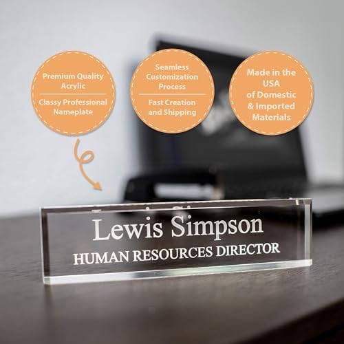 Signs ByLITA Personalized Clear Acrylic Desk Name Plate 2" x 8" - Office Desk Accessories Décor - Image 5