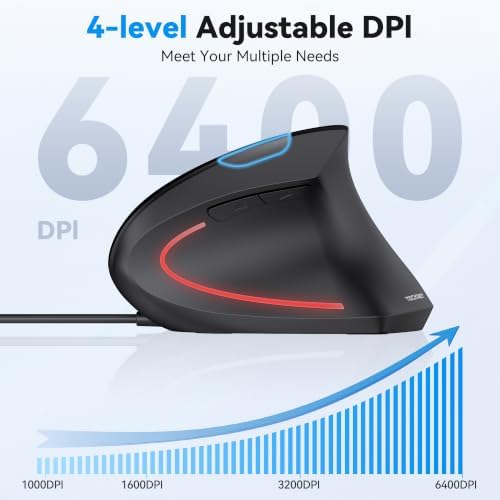 TECKNET Wired Mouse, Comfortable Ergonomic Mouse with 6400 DPI - Image 5