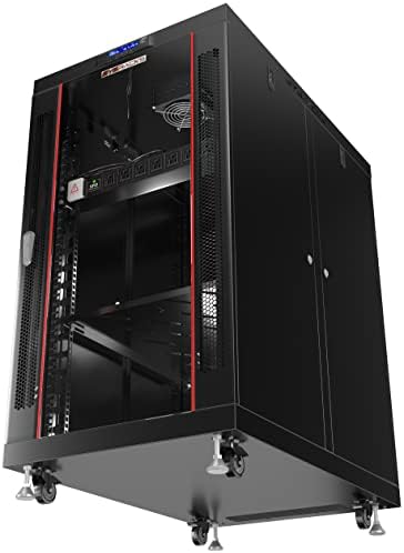 Sysracks 18U Premium Rack Mount Server 35" Depth Deep Network Cabinet, Server Rack with Fan, Removable Side Panels, Locking Glass Door Computer Cabinet Enclosure Network Rack Case PR 18.900 - Image 3