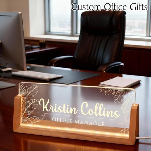 Personalized LED Name Plate for Desk, Light Up Acrylic Office Decor - Image 3