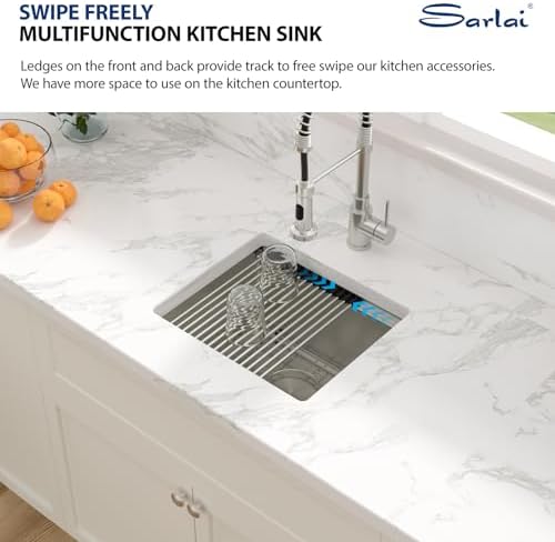 Sarlai 17 Inch Kitchen Sink Undermount 17"x15" Bar Pre Workstation Sinks - Image 5