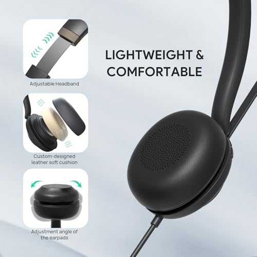 Yealink UH37 PC Headset with Mic for Computer Wired Headphones with USB-C/A - Image 3