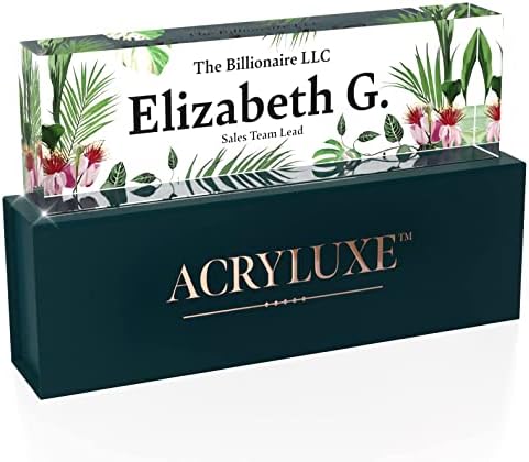 Desk Name Plate Personalized, Custom Name Plates 2½/x8 Inches, Thick Crystal-Clear Acrylic, Gift Box, Office Desk Decor. USA Made by ACRYLUXE (Garden) - Image 6