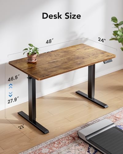 HUANUO 48x23 Inch Electric Standing Desk, Adjustable, Rustic Brown - Image 3