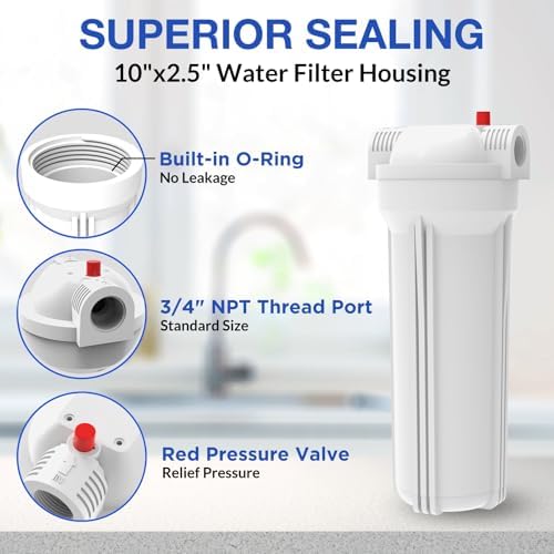 SimPure Whole House Water Filter Housing, 10" Sediment Filter - Image 2