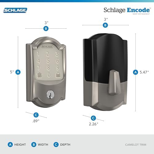 Schlage Encode Smart WiFi Deadbolt Lock with Camelot Trim, Satin Nickel - Image 3