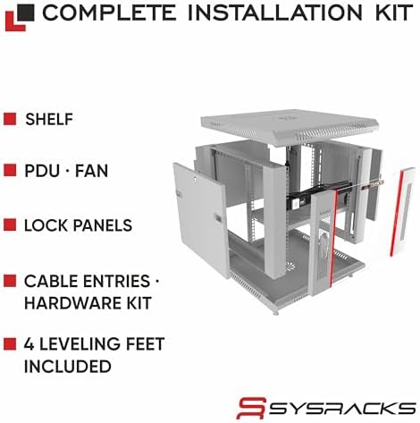 Sysracks 9U Wall Mount Server Rack Cabinet, 18-Inch Deep, Gray - Image 3
