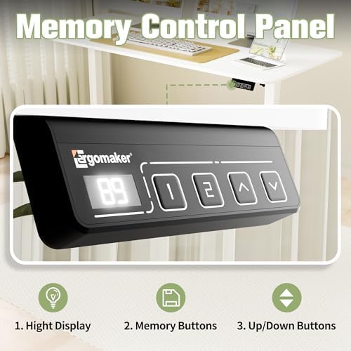 ERGOMAKER 63"x28" Standing Desk, Height Adjustable Sit-Stand Office, White - Image 5