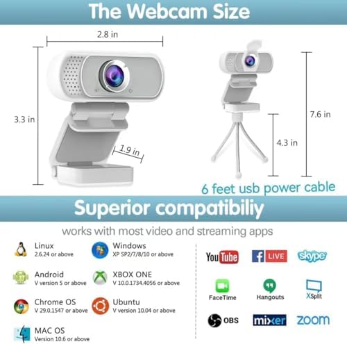 USB c Webcam with Microphone,1080P HD Web Camera for Computer PC Laptop - Image 4