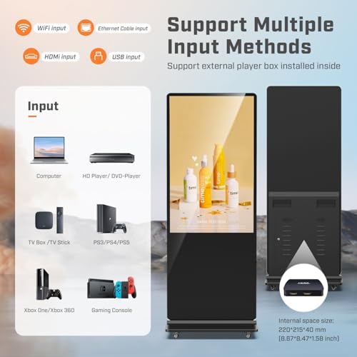 MWE 49 Inch 4K Digital Signage Displays, Indoor Floor Standing LCD Screen Advertising Kiosk, Android System Commercial Totem with Custom Service, Vertical Monitor with Auto Media Player-Black - Image 5